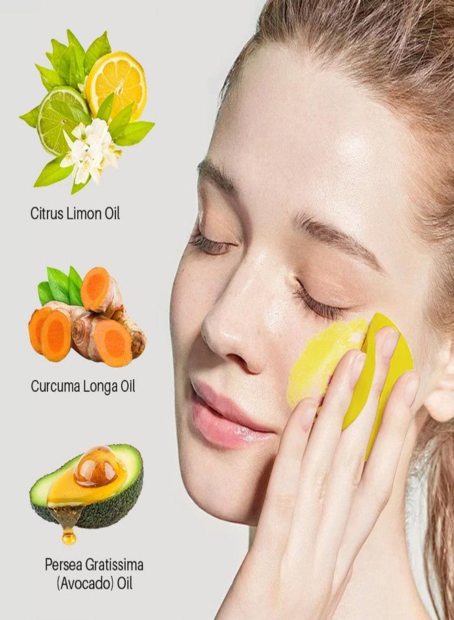 Domality Turmeric Wash and Care Three Piece Set, Tuemeric Facial Cleanser With Brush, Turmeric Face Scrub Pads, Turmeric Soap Bar, Soap Foaming Net, Deep Cleansing Set for for Face and Body - Image 4